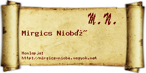 Mirgics Niobé névjegykártya